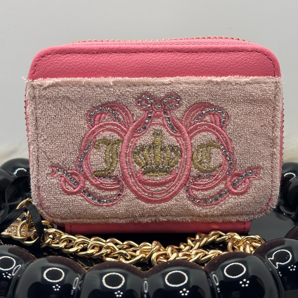 Juicy couture lovers club square sip cc za wallet in pink diamond